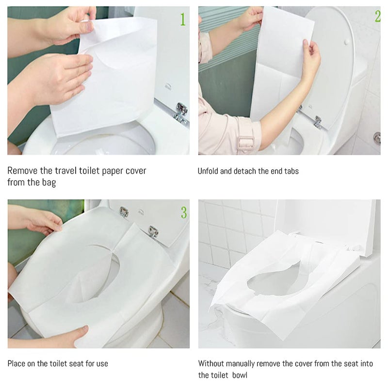 KLOLKUTTA Toilet Seat Covers Disposable, 50-Count Flushable Paper Travel Toilet Seat Covers for Adults and Kids Potty Training, Great Biodegrable Accessories for Public Restrooms, Airplane, Camping - Image 2